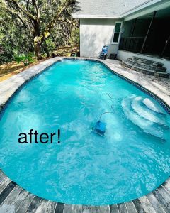 a pool that's clear and blue after cleaning