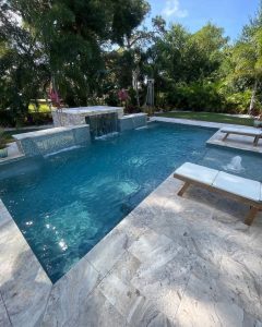 custom pool with a waterfall feature